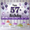 LASKYER Happy 57th Birthday Decorations,57th Purple Balloon Large Birthday Banner Backdrop Sign,57 Years Old Bday Party Supplies