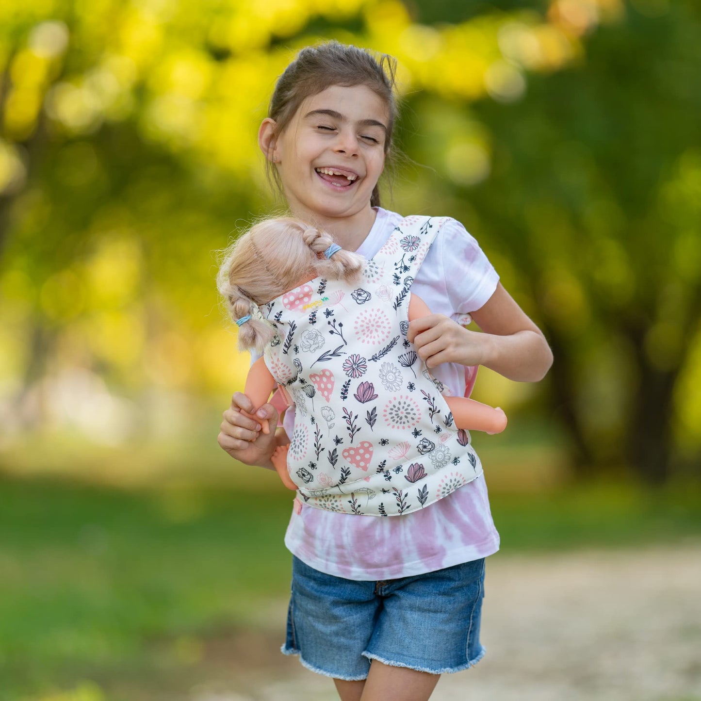 Happyvk - Baby Doll Carrier - Doll Carrier For Little Girls Front And Back - Cute Flowers And Hearts
