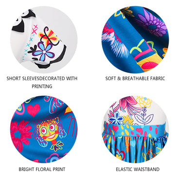 Foierp Mirabel Dress For Kids Encanto Costume For Toddler Birthday Party Cosplay Dress Up Clothes With Bag Glasses Earrings 140