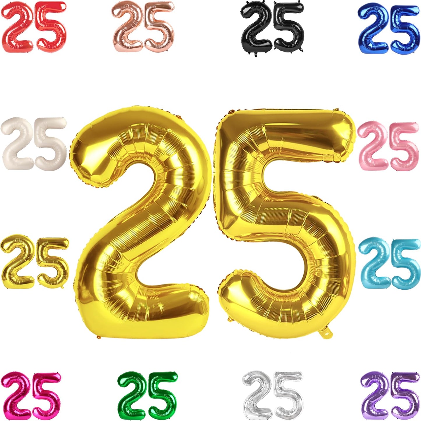 25 Balloon Number, Gold Number 25Th Birthday Balloons 40 Inch, 25 Or 52 Years Old Gold Birthday Decorations For Men Women, 25Th