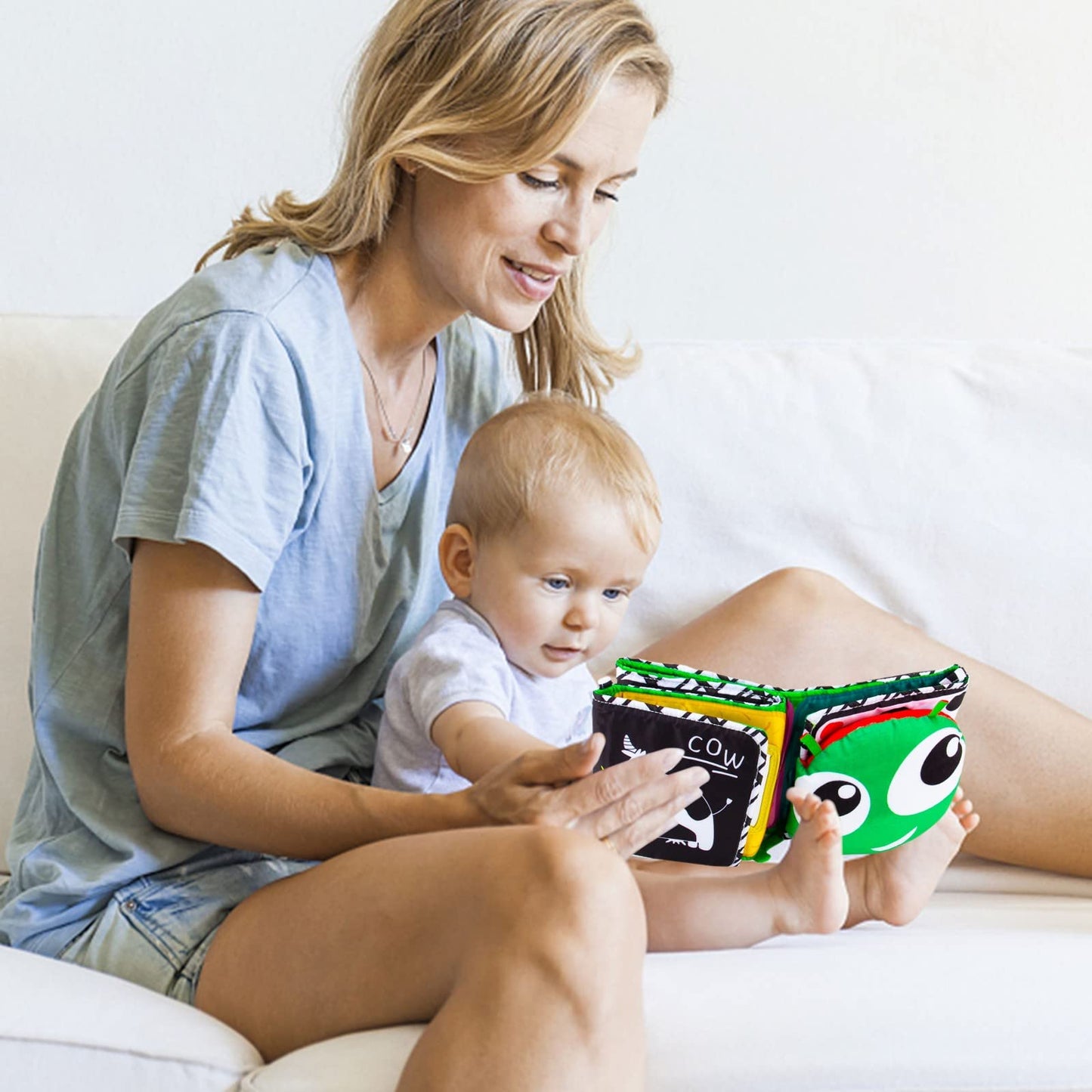 Inbeby Black And White High Contrast Sensory Baby Crib Toys Soft Book, Standable Tummy Time Mirror Toy For Baby Newborn 0 3 6+ Months Brain Development Infant Boy Girl 0 6 Month Multi-Function