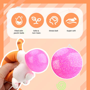 Stress Buster Stress Reliever for Kids/mature-themed Plushie Pinch Decompression Vent Ball Soft Beads -Squeeze Squishy Ball with Plushie Cover(Ginger Cat)