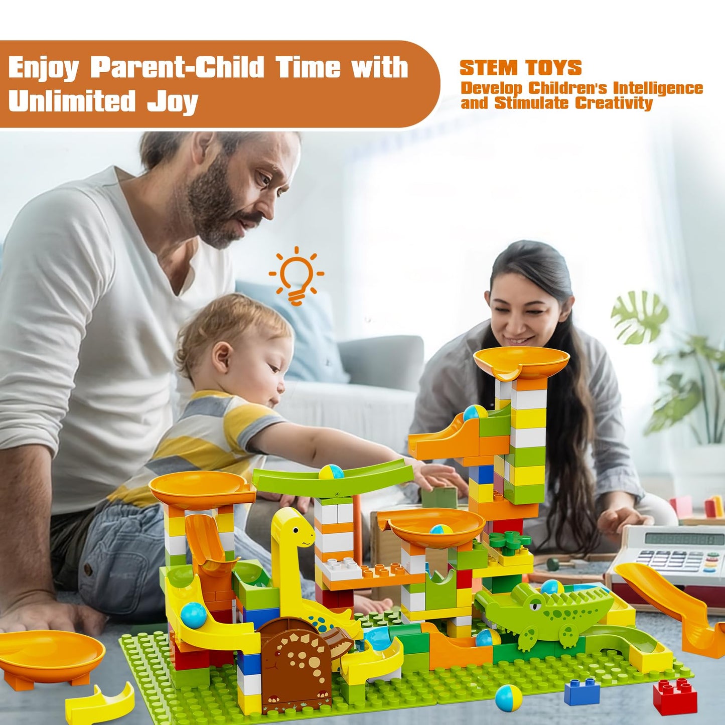 Dinosaur Marble Runs For Kids 4-8 Building Blocks Compatible With Lego Duplos For Age 2-5/138Pcs Classic Big Blocks Marble Run F