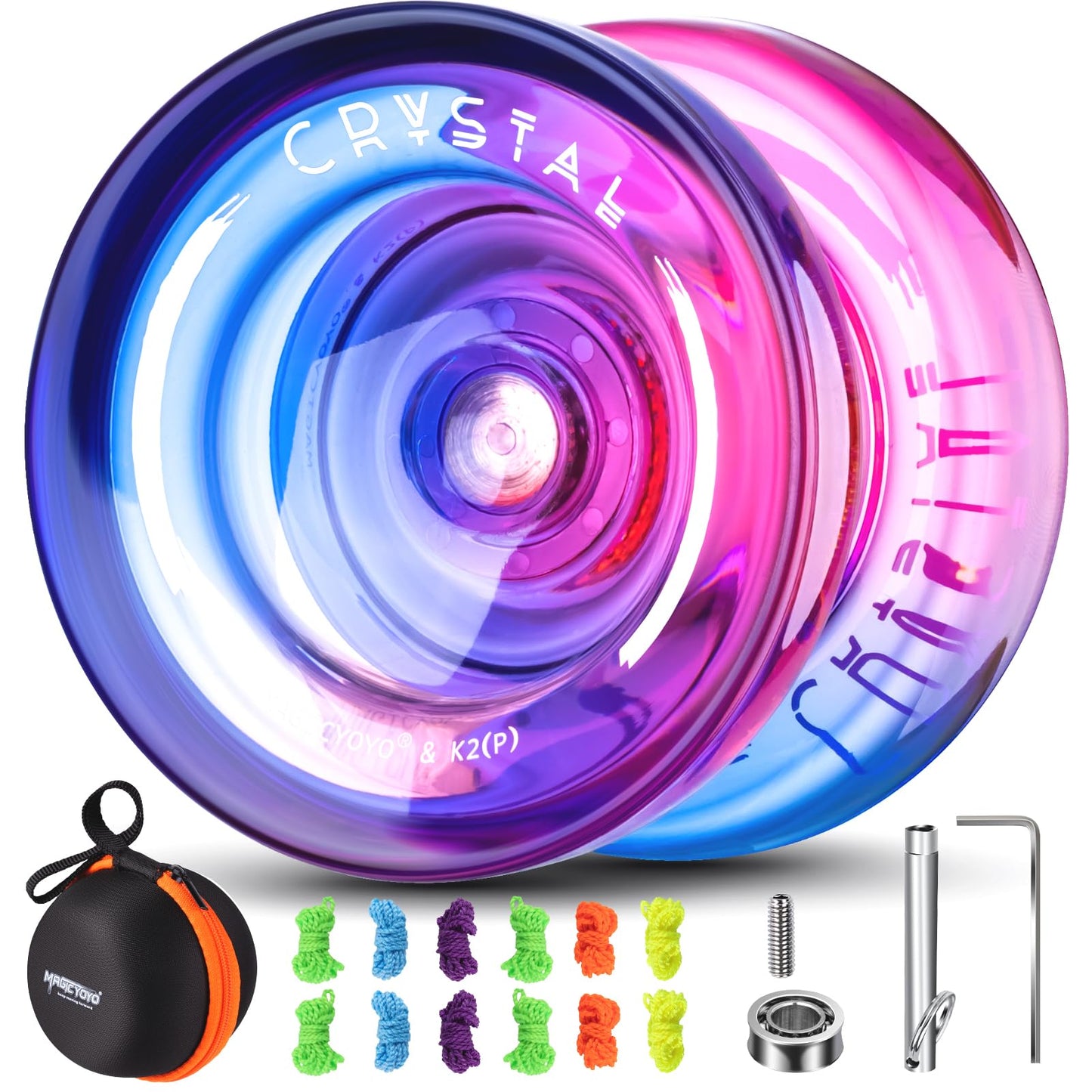 Magicyoyo K2 Responsive Crystal Yoyo For Kids & Professionals, Dual Purpose With 12 Strings + Case Bag