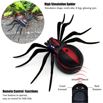 Tipmant RC Spider Toy IR Remote Control Tarantula Realistic Animal for Pets Cats Dogs Prank Toy Toddler Kids Birthday Gifts Incl
