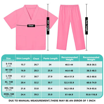 Mizzuco Doctor Costume For Kids,Toddler Nurse Scrubs Halloween Dress Up Cosplay For Boys Girls 3-12 Years (Pink, L-130Cm/5-6Yrs)