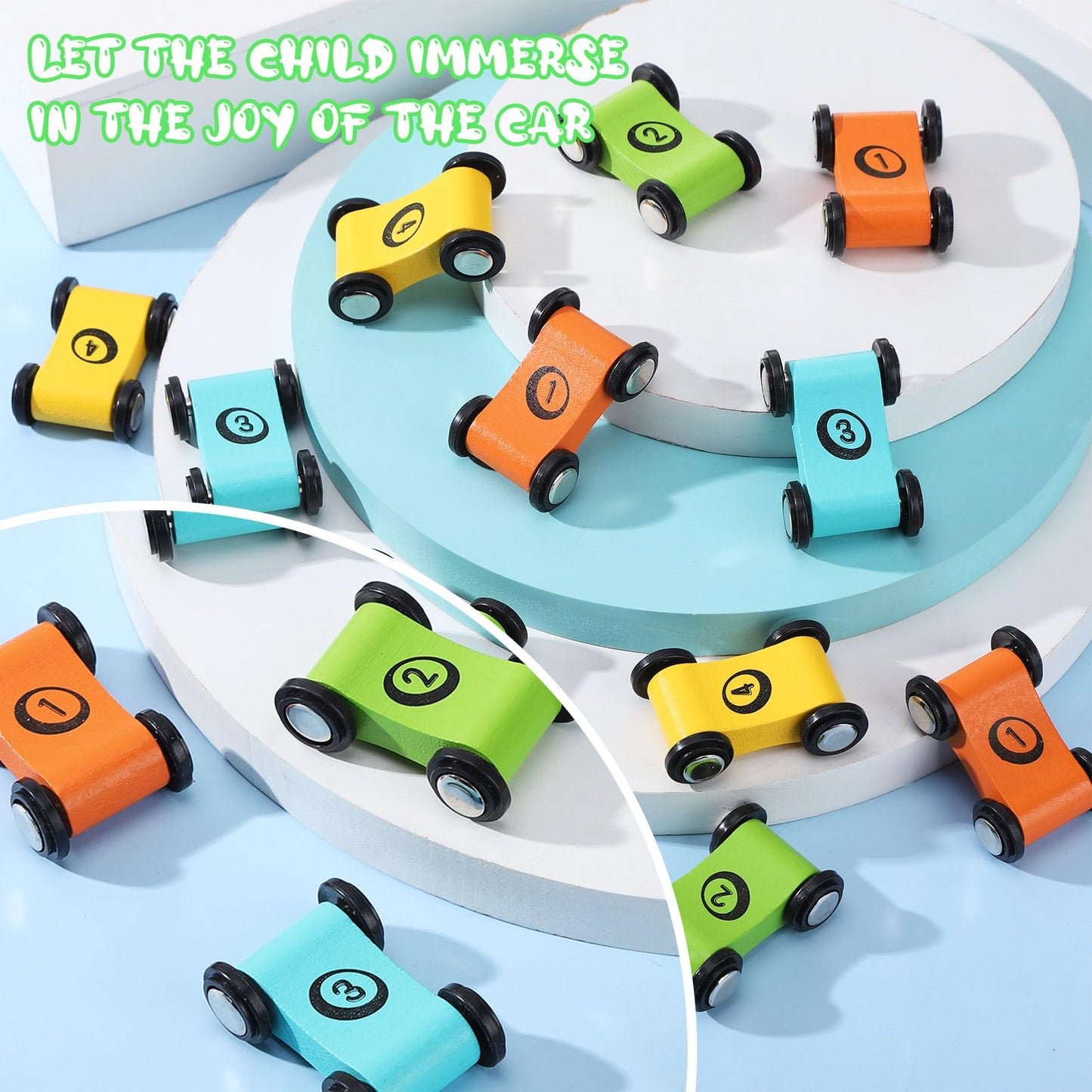 Xlsxexcl 24 Pcs Wooden Cars For Ramp, Wooden Car Ramp Replacement Car Toy Vehicle Play Sets Top Bright Car Ramp Toy For Race Tra