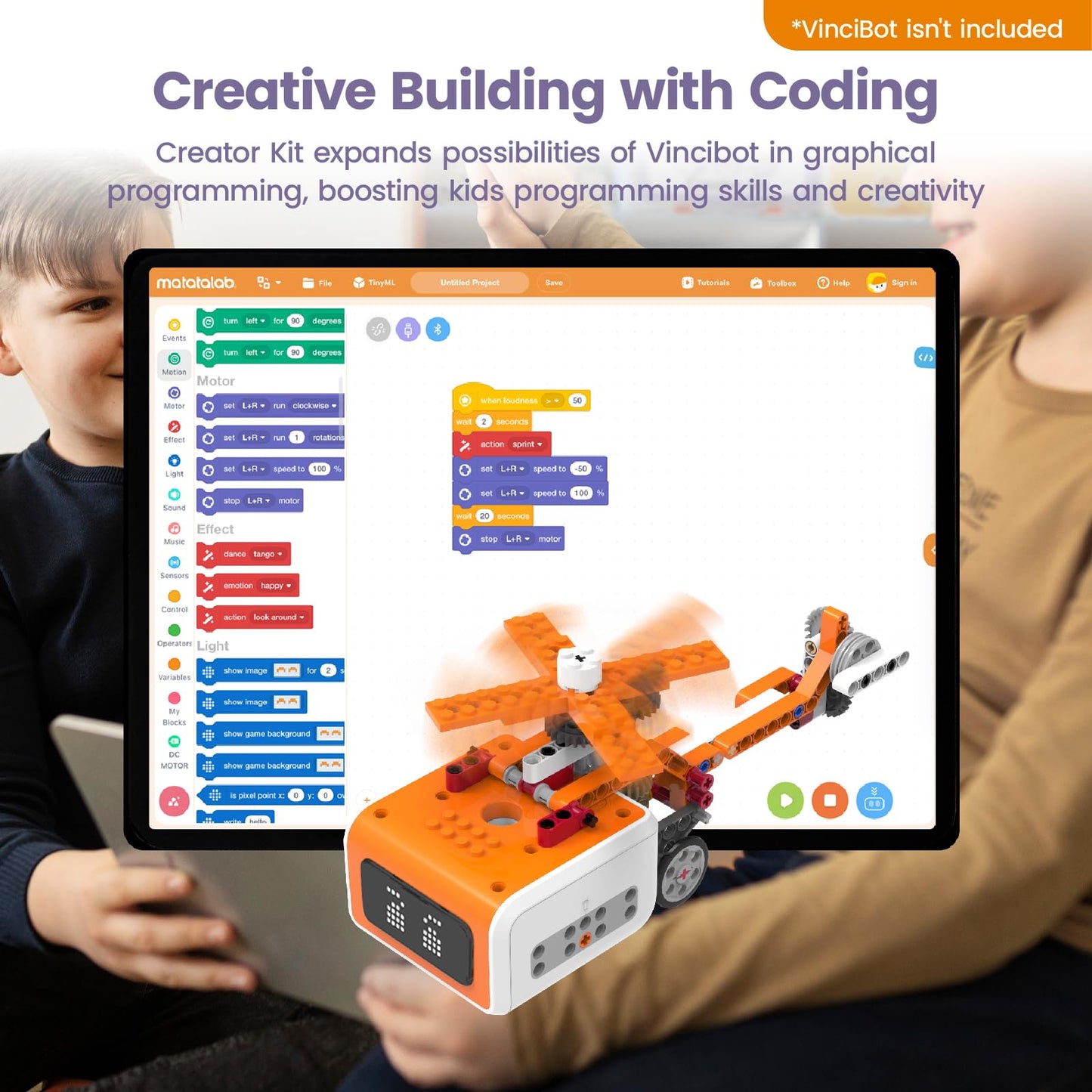 Matatastudio Creator Kit for VinciBot Robotic with 434+ Building Blocks & 20 Building Cases for Kids School STEM Education Class