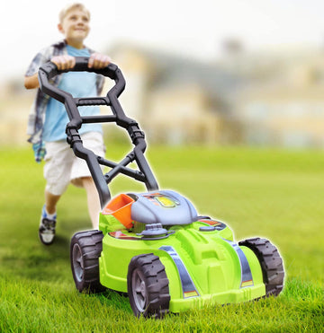 Lanard Tuff Tools Power Mower - Kids Toy with Lights & Sound, Battery Powered, Green, Model 53006, Ages 3+