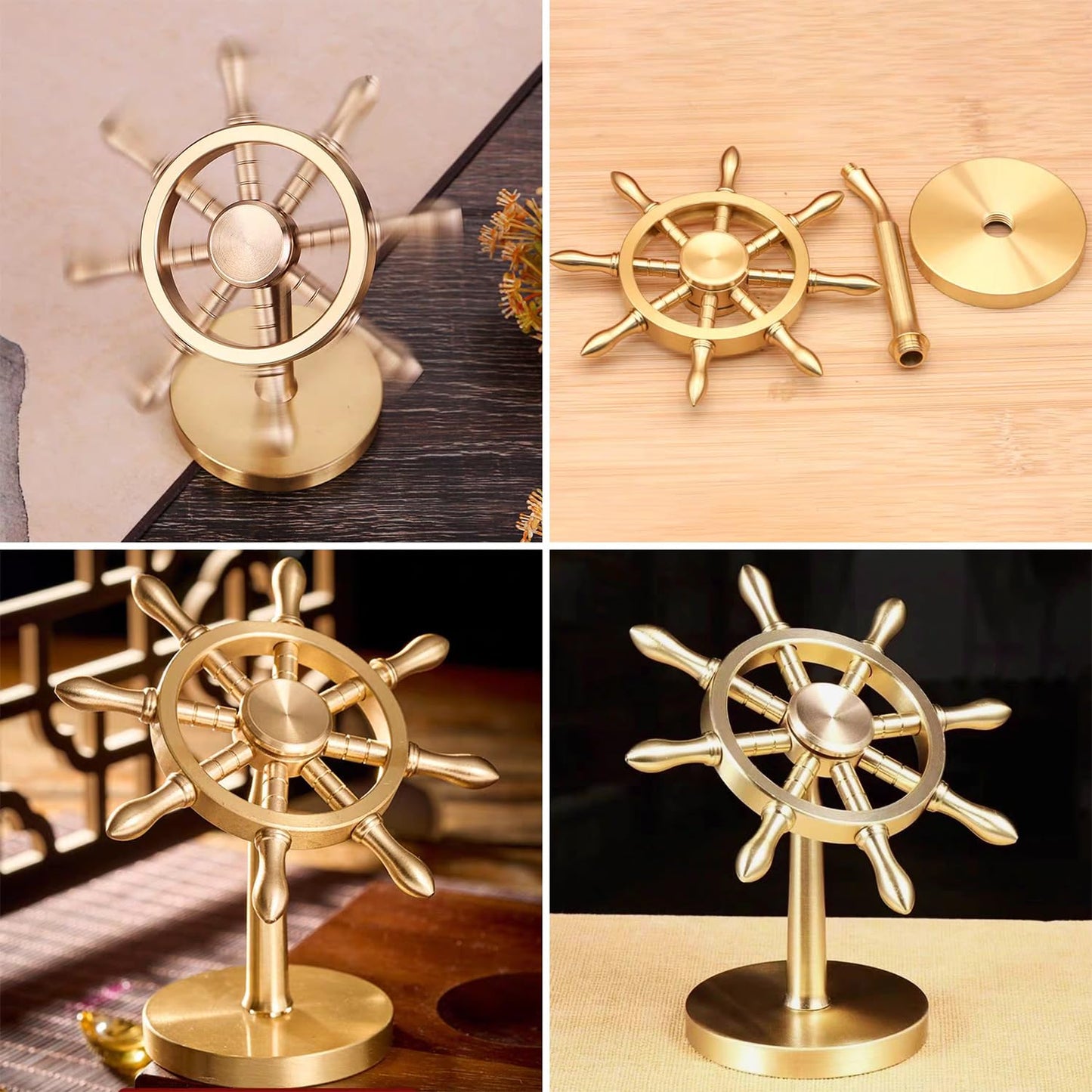 XQIGI Spinner Brass Boat Helmsman Puts Creative Metal Fidget Spinner Crafts Copper Extractor Artifact Detachable Gift for mature-themed Kids