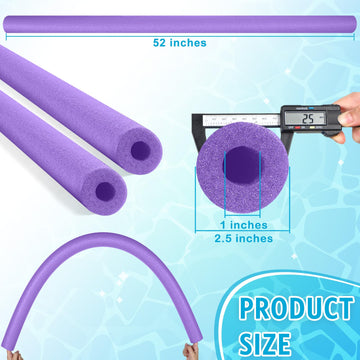Hanaive 2 Pack Pool Noodles 52 Inch Foam Pool Swim Noodles Hollow Foam Noodle for Swimming Floats DIY Floating Craft Projects (P