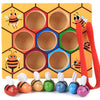 Yunchy Toddler Fine Motor Skill Toy, Bee To Hive Matching Game, Montessori Wooden Color Sorting Matching Toy, Preschool Educatio
