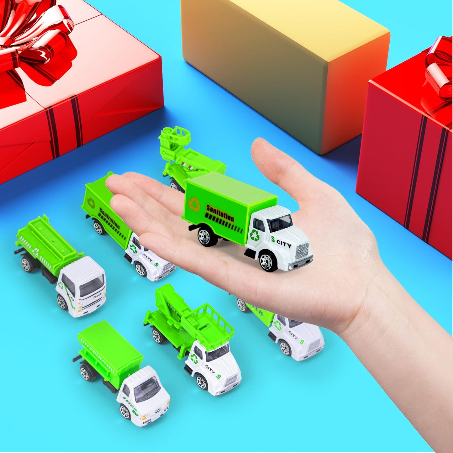 Diecast Garbag Truck Toys, 6 Pack Toy Garbage Trash Truck for Toddlers 1-3, Mini Kids Play Vehicles Set for Boys Girls Age 3 4 5