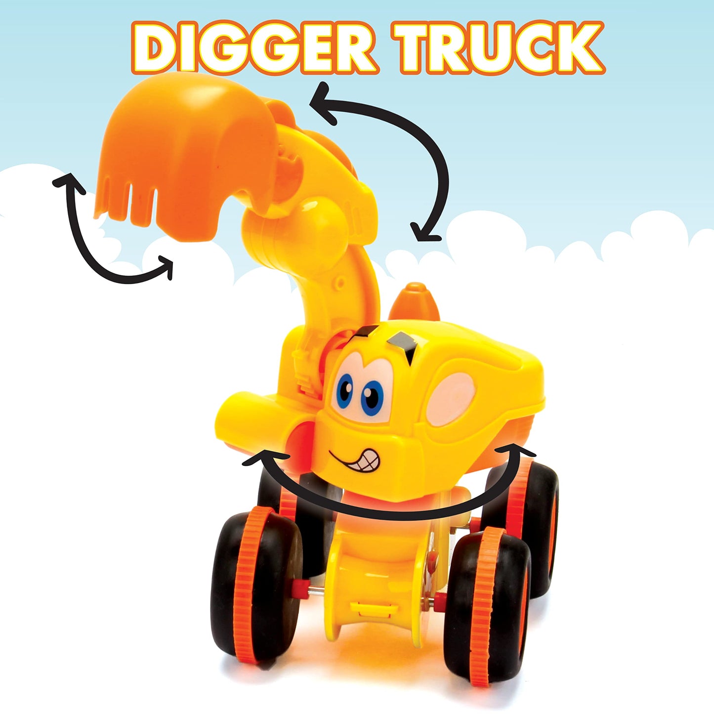 Toys for 3 Year Old Boy - 3 Friction Powered Trucks for 3+ Year Old Boys, Playmat & 16 Accessories, Push & Go Cars Cartoon Const