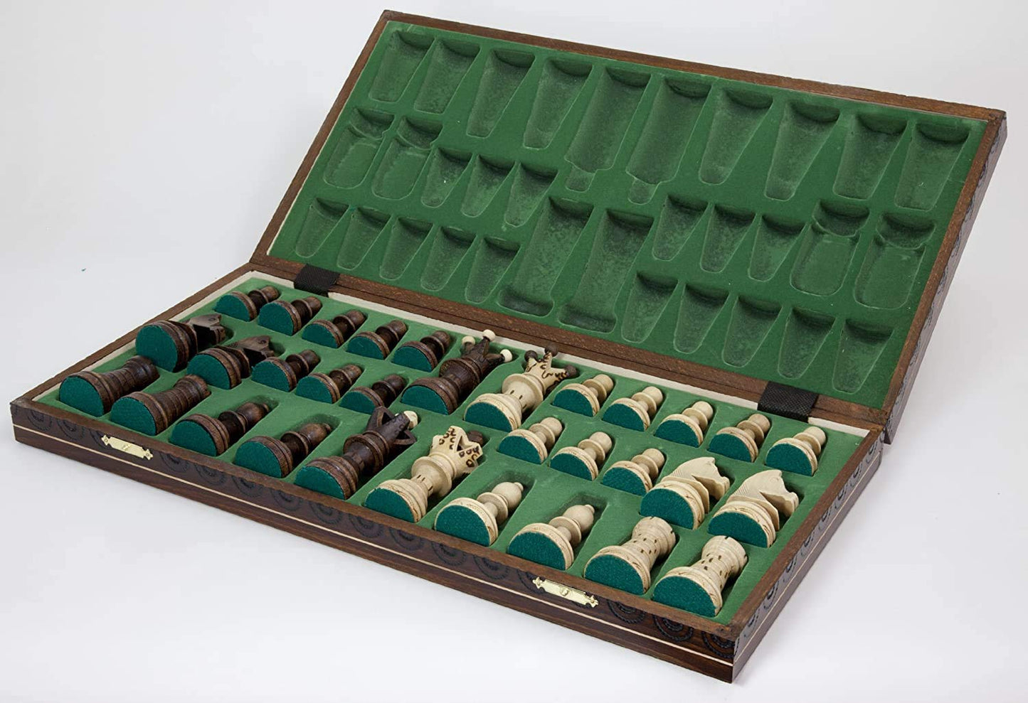 Handmade European Wooden Chess Set with 21 Inch Board and Hand Carved Chess Pieces