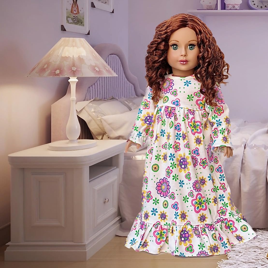 - Good Night - Cotton Nightgown - Clothes Fits 18 Inch Doll (Doll Not Included)