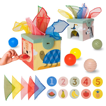 Taf Toys Sensory Baby Tissue Box, Multi-color Montessori Play, Model TAF12965, Educational for Infants & Toddlers