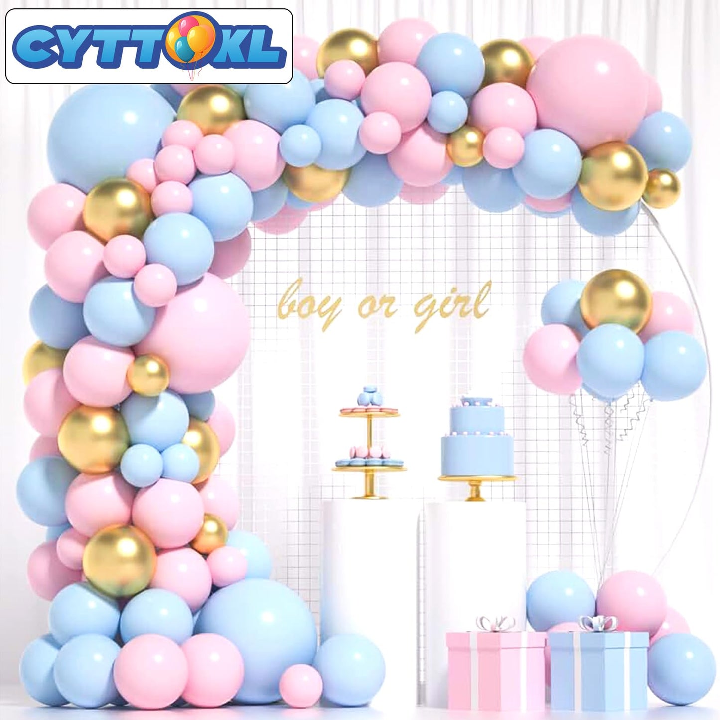 Cyttok Pink Blue And Gold Balloons 12 Inch 100 Pack Helium Balloons For Birthday Wedding Baby Shower Party Decorations