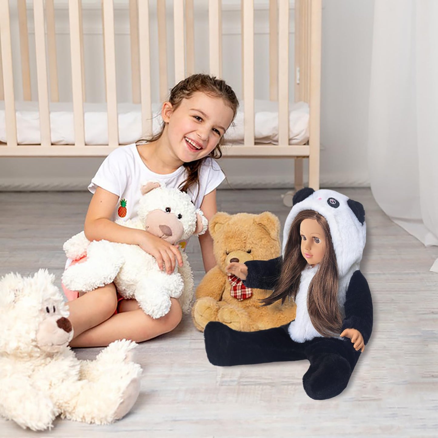 18 Inch Doll Clothes - Onesie Pajamas Fit 18 Inch Girl Doll And More (Panda)