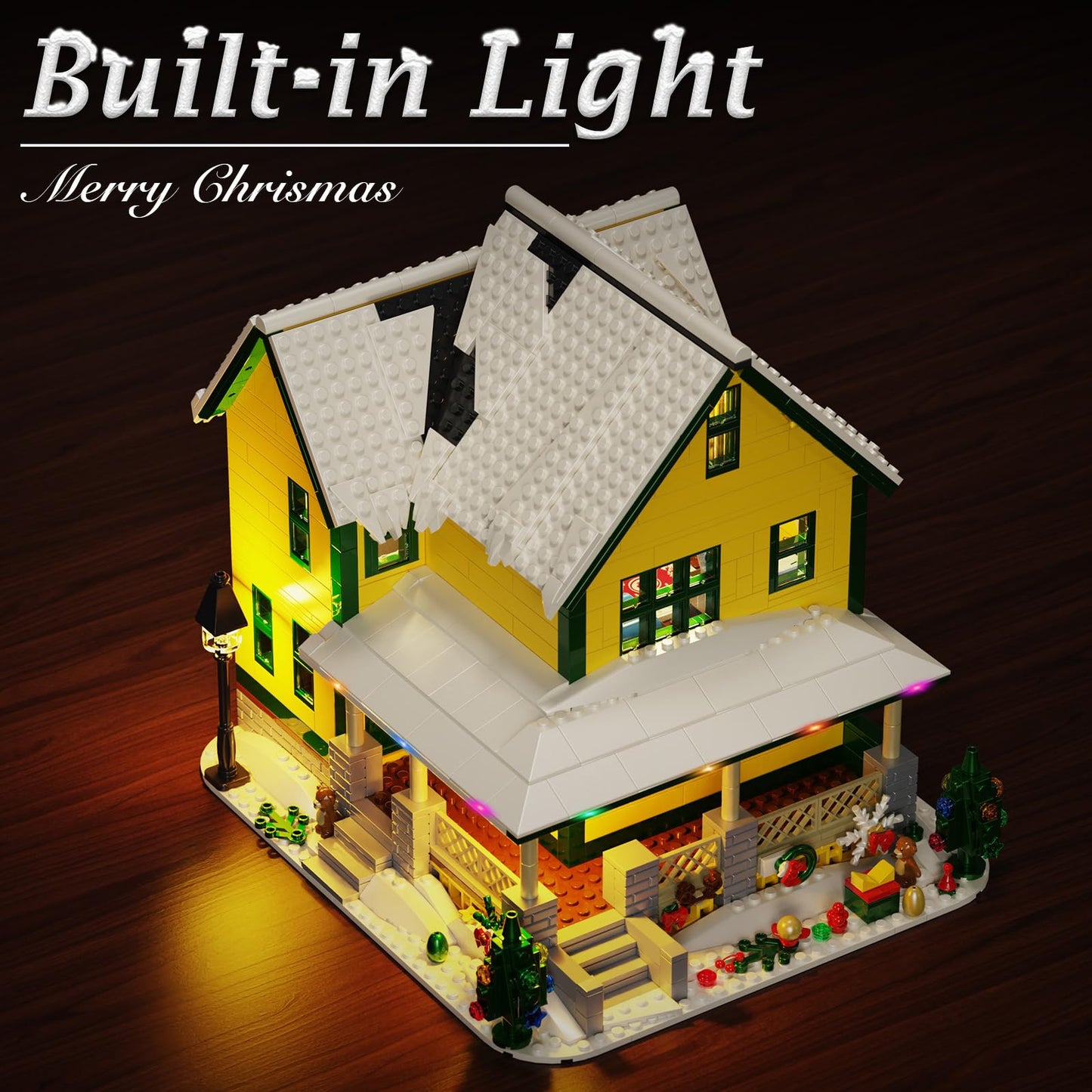 Christmas House Building Set With Light, Story Movie Snow House Blocks Toy, Compatible With Lego Christmas Village House Kit, Ch