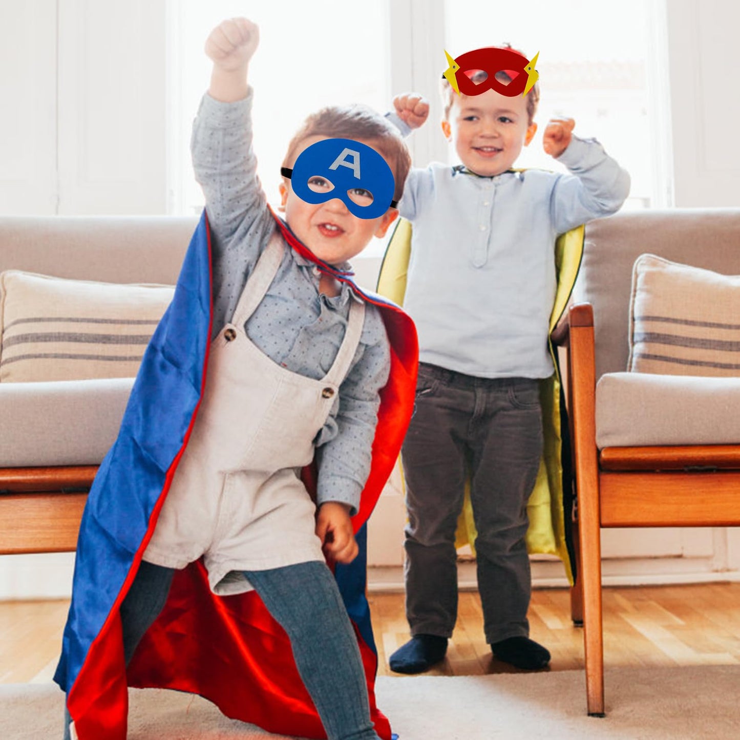 Riorand Kids Superhero Capes And Masks, Ideal For Boys And Girls Cosplay,Birthday Party,Christmas,Halloween Dress Up Orange+Black