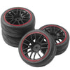 ShareGoo 12mm Hex Wheel Rims & OD 2.59'' Rubber Tires for RC 1/10 On-Road Touring Car