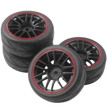 ShareGoo 12mm Hex Wheel Rims & OD 2.59'' Rubber Tires for RC 1/10 On-Road Touring Car