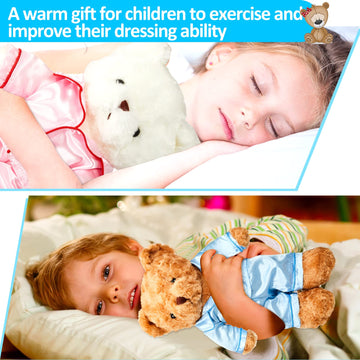 2 Pack Blue And Pink Bear Clothes Outfit, Fit Most 12-16 Inch Bears Stuffed Animal Clothes Pajamas Plushie Clothes Clothes For S