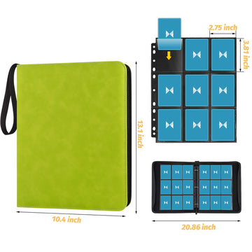 GERMUN 720 Card Binder enhanced Trading Card Binder 9 Pocket Double Sided Pocket PU Card Collection Binder Collector Card Album Card Folder for MTG TCG Sports Cards Game Cards (Grass Green)