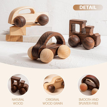 3Pcs Wooden Baby Toys,Baby Grasping Toys Push Car Toys Montessori Toys Wooden Toy Vehicles,#1
