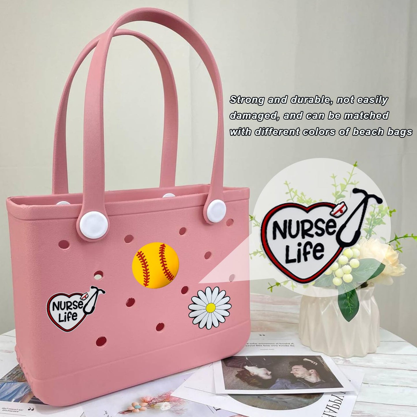 Lckaey Rubber Beach Bag Accessories-PVC Rubber decoration-for EVA Purse Bogg Inserts Y064figure 24