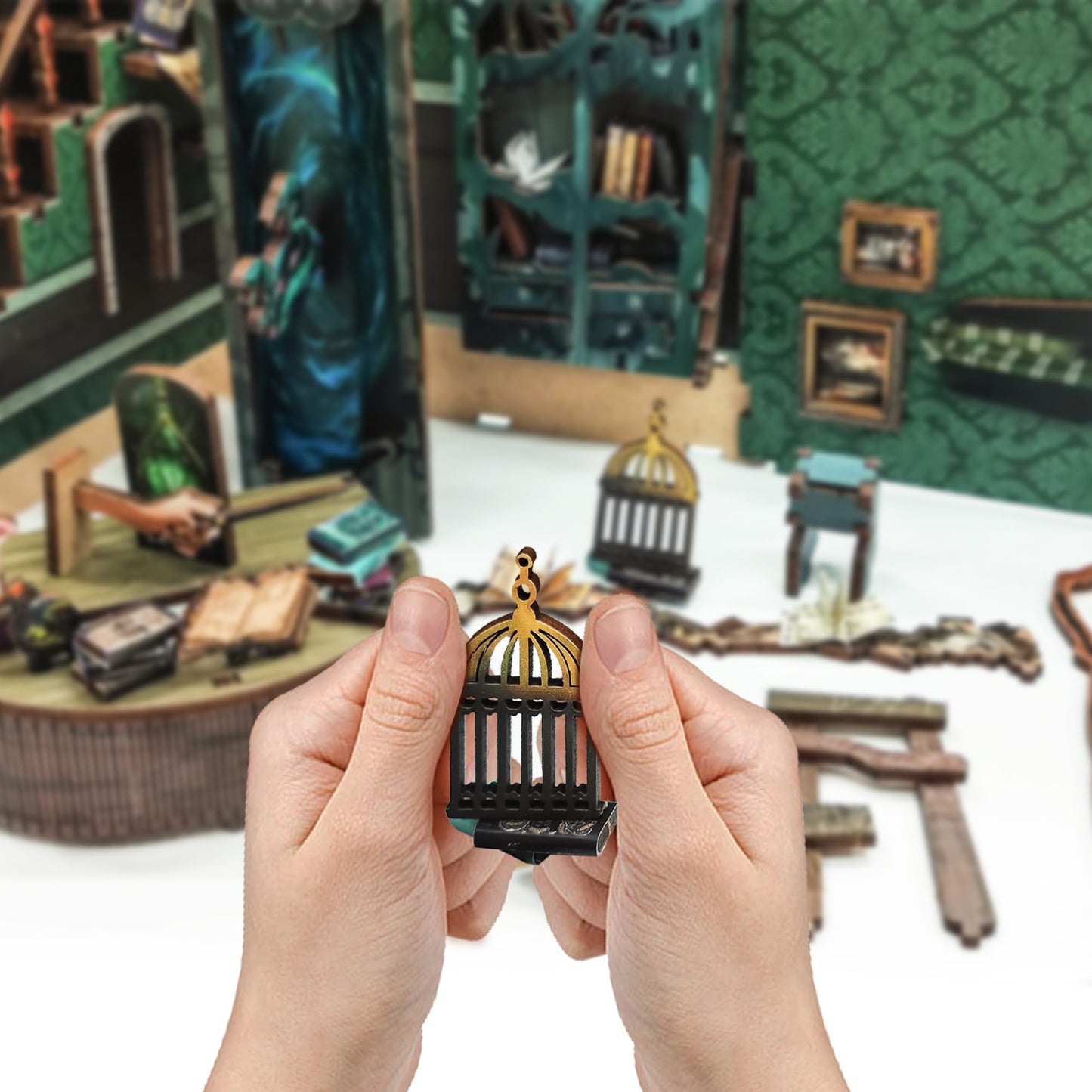 STRUCWOOD DIY Book Nook Kit 3D Wooden Puzzle DIY Miniature House Kit Magic Dollhouse Tiny House Bookshelf Dollhouse for Adults w
