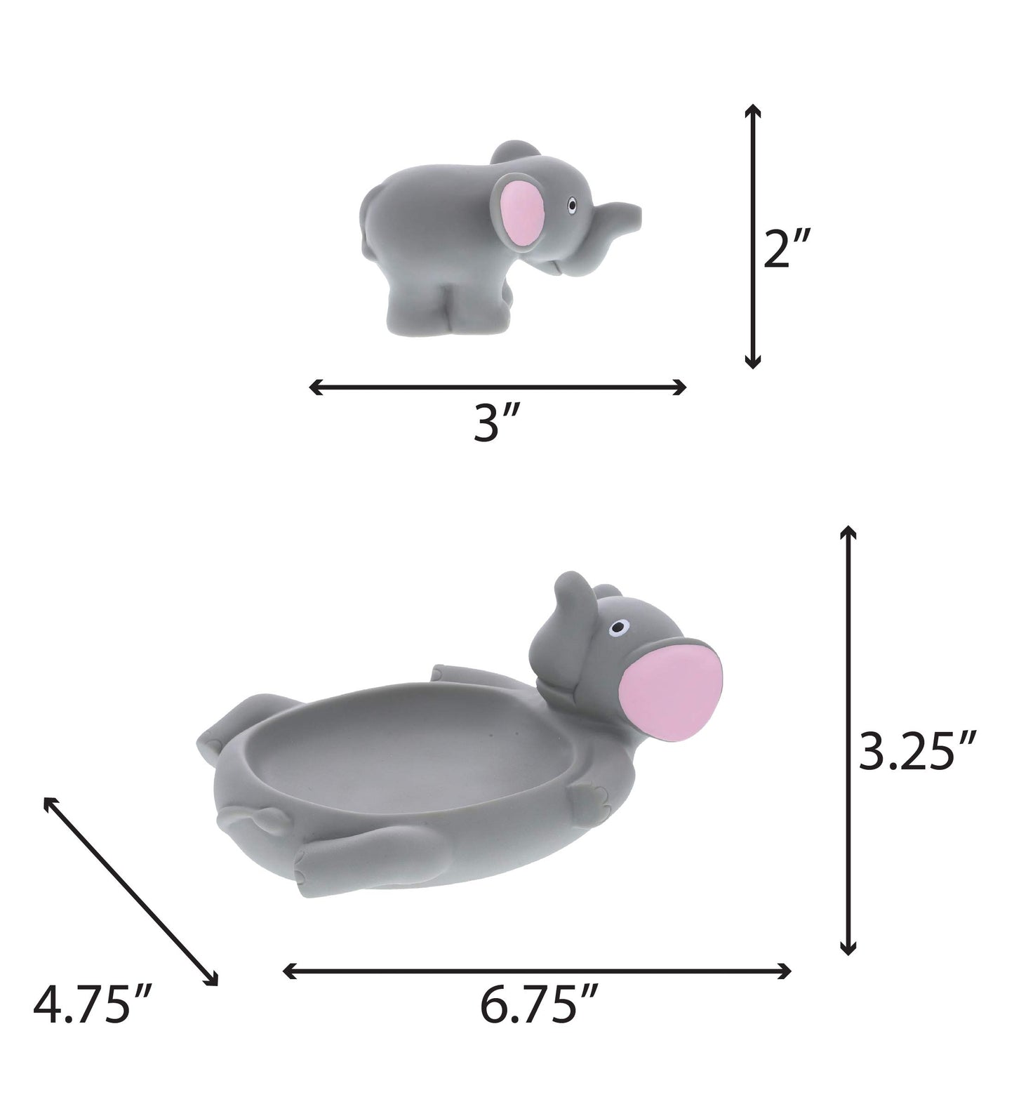Dollibu Elephant Family Animal Bath Squirters 4 Piece Bath Toy Set, Children Bath Toys For Bathtime & Water Fun, Girls & Boys Floating Rubber Squirt Toys, Pool Toys For Kids - Gray Elephant