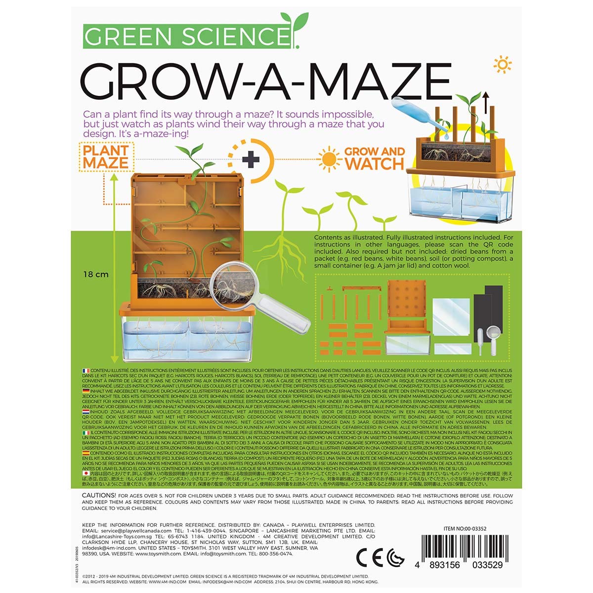 4M Green Science Grow A Maze Kit, Build A Plant Maze Science Kit, For Boys & Girls Ages 5+ , 5 X 4 Nches