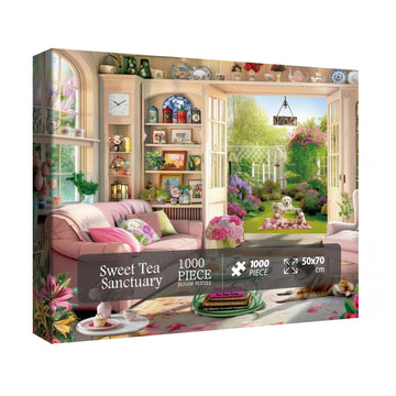 Tea Time Cabin Puzzle 1000 Piece For Adults, Book Cozytime Garden Jigsaw Puzzles, Dog Plant Puzzle