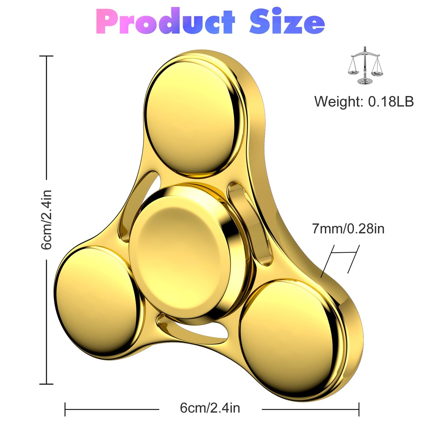 Fidget Spinners Toy, 2-5 Min Spins Time Stainless Steel R188 Bearing Metal Fidget Spinner, Edc Adhd Stress Anxiety Relieves, Fid