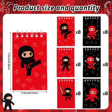 Zhanmai 48 Pcs Ninja Theme Secret Notebooks Spiral Notebooks Ninja Mini Notepads for Students, Detective Spy Theme Parties, Secr