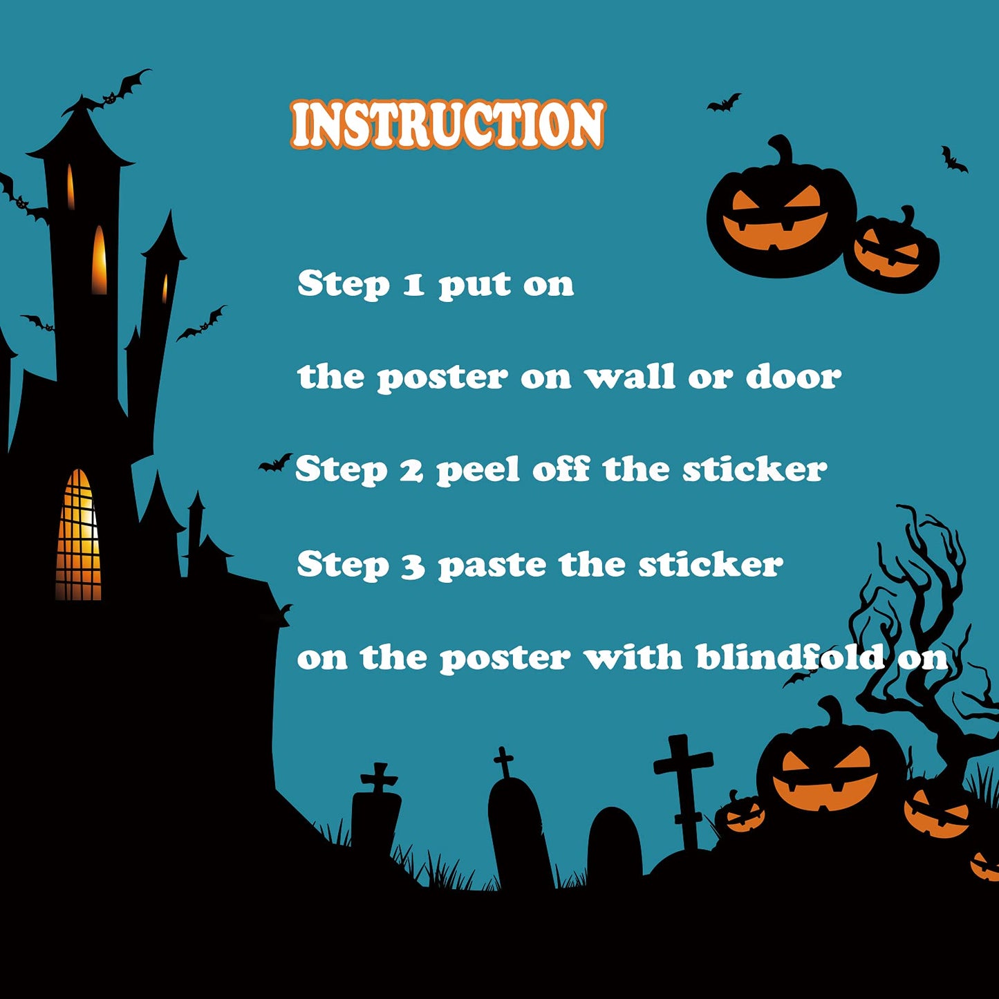 Boramdo Pin The Spider On The Web Halloween Party Game For Kids Web Poster With 24 Pieces Spider Stickers And A Blindfold For Ha