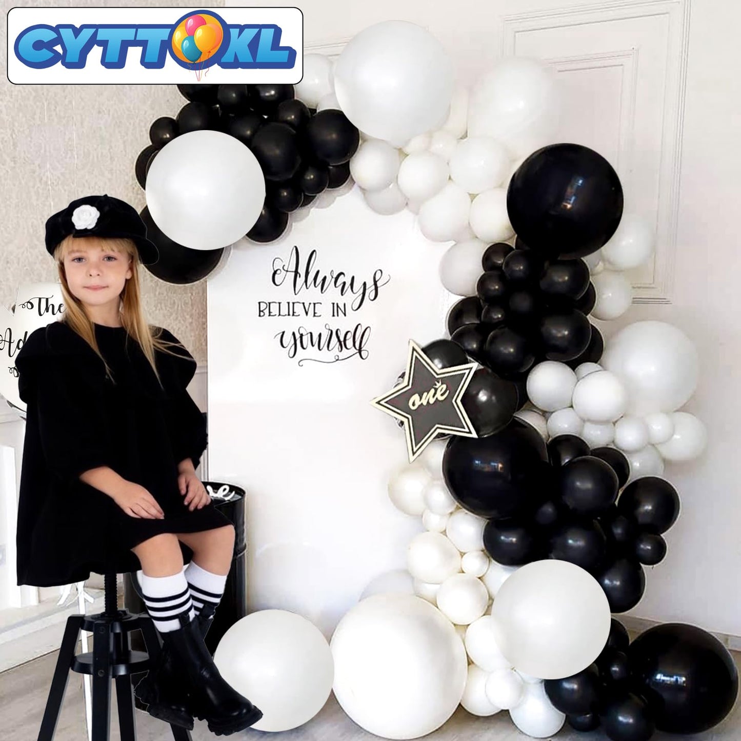 Cyttokl Black And White Balloons 12 Inch 100 Pack Black White Latex Helium Balloons For Birthday Wedding Baby Shower Party Decor