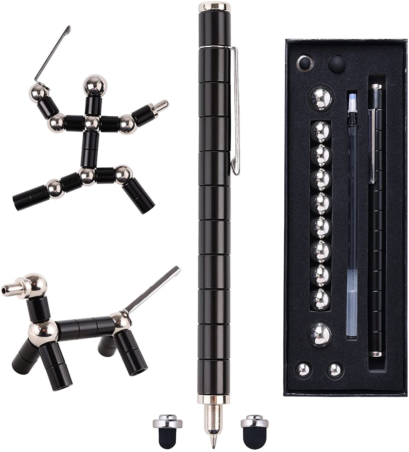 Qaqcew Fidget Pen, Decompression Magnetic Fidget Toy Pen, Magnet Pen Fidget Toy Relieve Pressure Novel Toy Gift For Kids Or Friends! (Black)