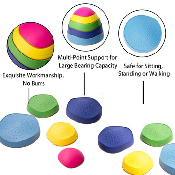 Party Club Of America 5Pcs Stepping Stones For Kids, Plastic Balance Non-Slip Jumping Stones For Kids And Family, Coordination Game Toys