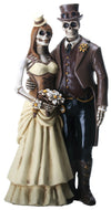 Ytc 8 Inch Steampunk Skeleton Wedding Couple Statue Figurine, Brown