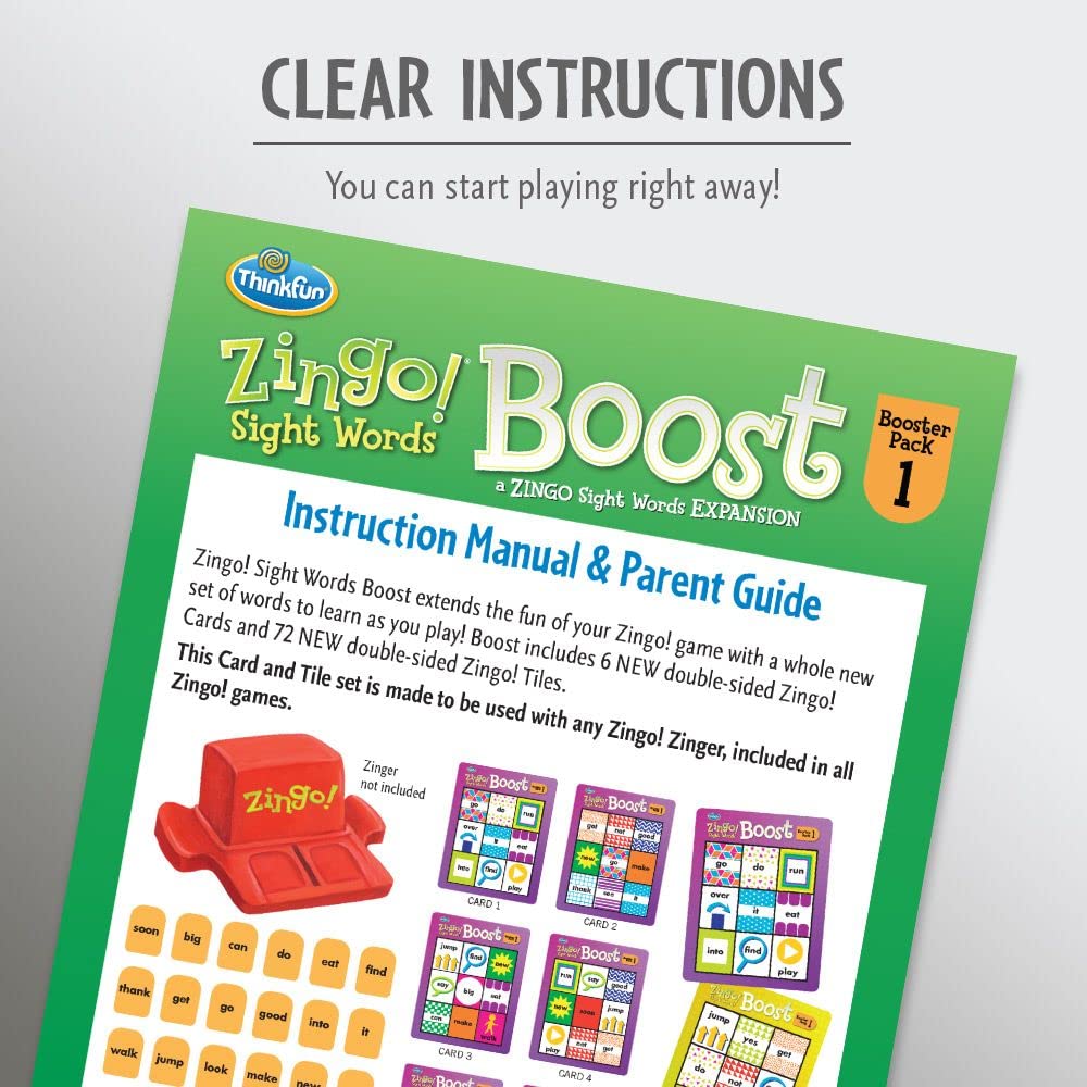 Think Fun Zingo! Sight Words Boost - Engaging Brain Game | Expansive Vocabulary Builder | Stimulates Memory & Concentration | Fo