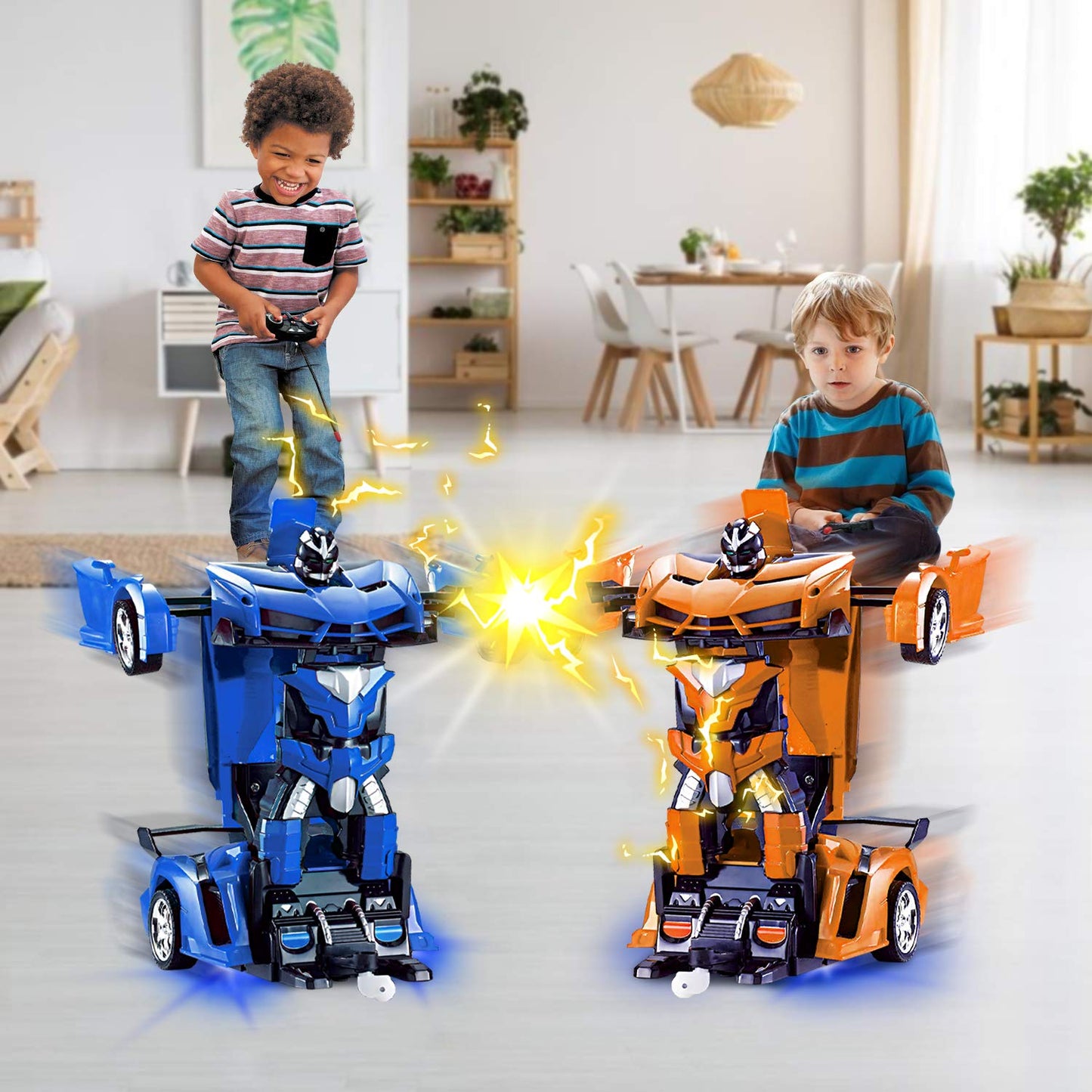 Amenon Remote Control Transform Car Robot Toy For Boys Teens Christmas Toys With Lights Rc Car 2.4Ghz 1:18 Rechargeable 360Rotat