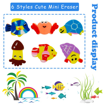 300 Pieces Mini Erasers For Kids Bulk Assorted Novelty Sea Animal Pencil Erasers For Classroom Party Favor Home School Work Rewa