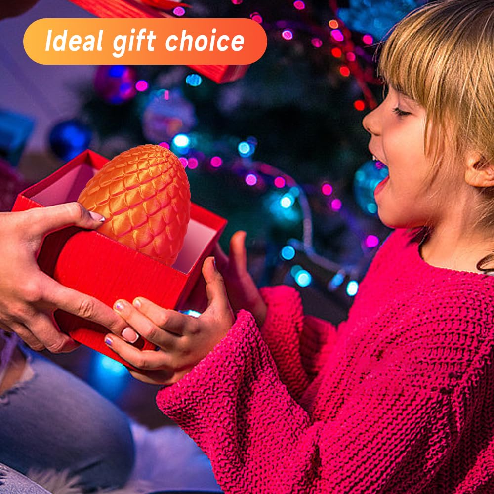 3D Printed Dragon Egg, Mystery Crystal Dragon Egg Fidget Toys Surprise, Easter Eggs Articulated Crystal Dragon Eggs With Dragon Inside (Laser Red)