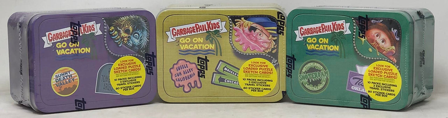 2023 Topps Garbage Pail Kids Go On Vaction Tins - All 3 Tins!!!