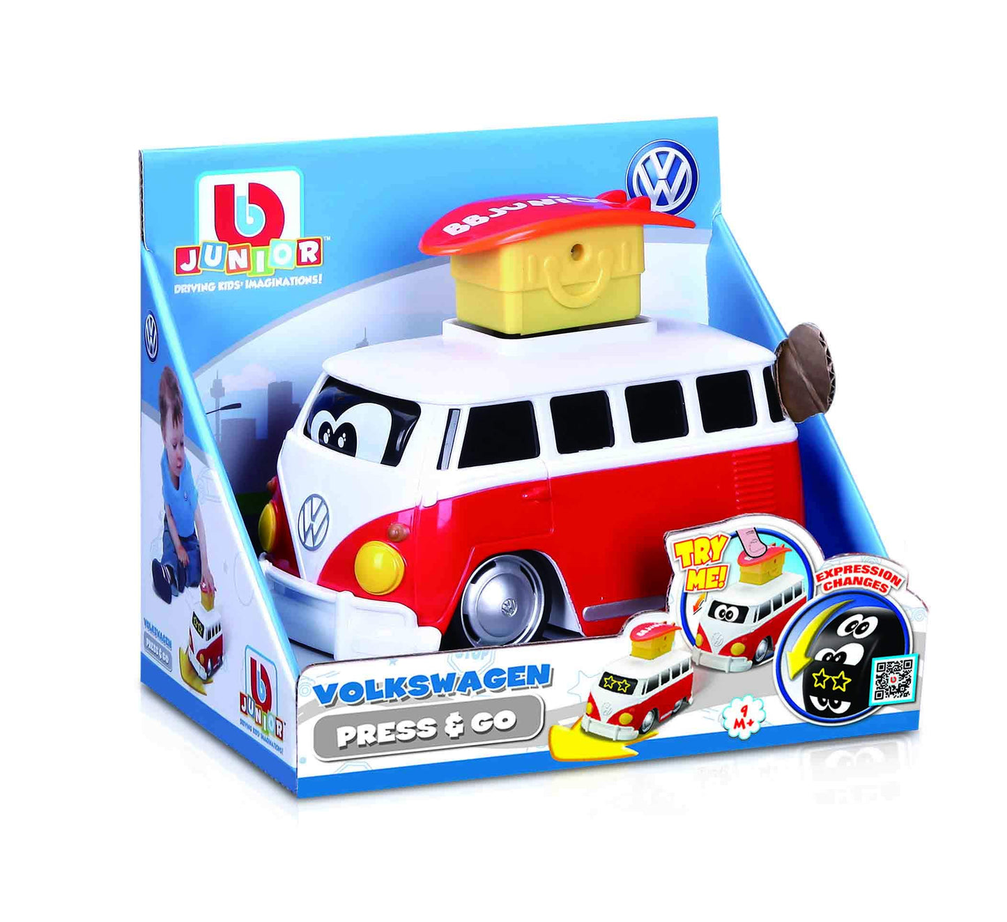 BB Junior VW Press & Go Toy Car - Plastic, Model 16-85110, Engaging Push & Go Action