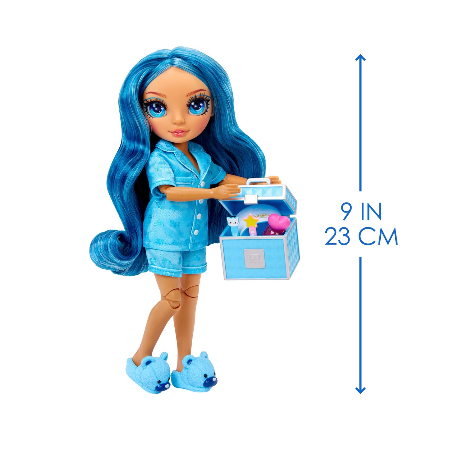 Rainbow High Jr High Pj Party - Skyler, Blue 9' Posable Fashion Doll With Soft Onesie, Slippers, Fun Play Accessories, Great Toy Gift For Girls Kids Ages 4-12 Years