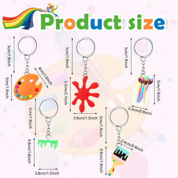 Tudomro Art Paint Party Favors Keychain Art Paint Splatter Palette Brush Keychain for Kids Artist Party Gift Supplies(60 Pieces)